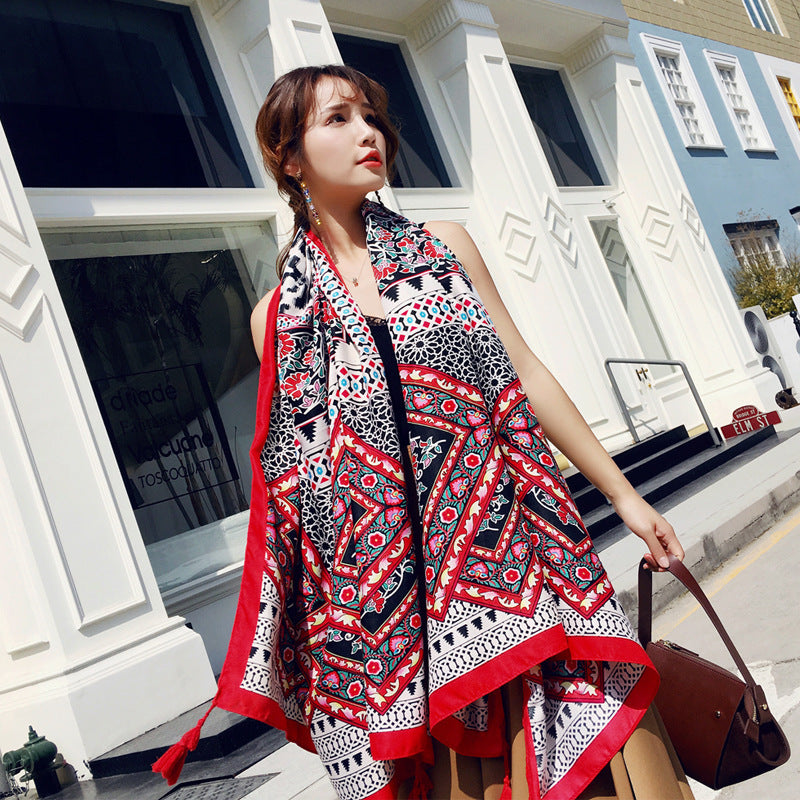 Ethnic Print Travel Outdoor Shawl Air-conditioned Scarfs