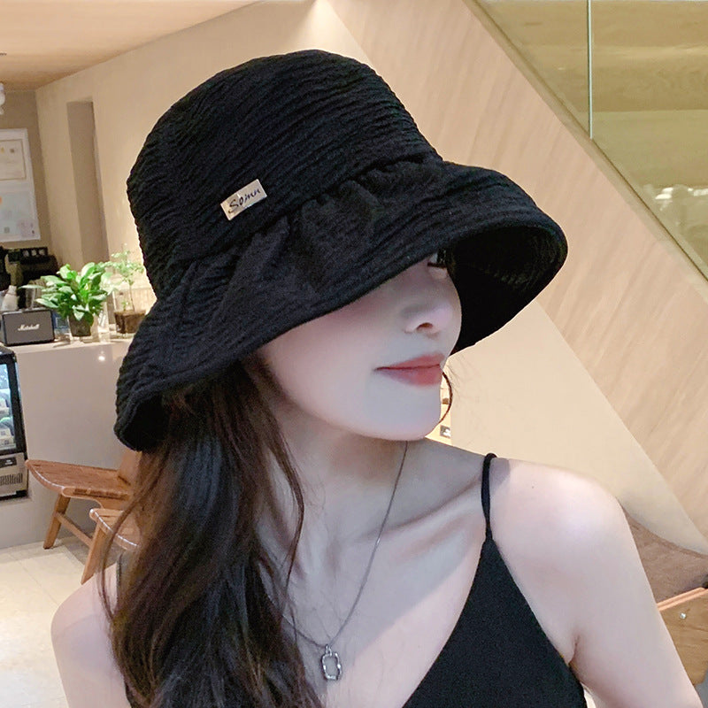 Women's Protection Hat Small Pleated Wide Brim Hats & Caps