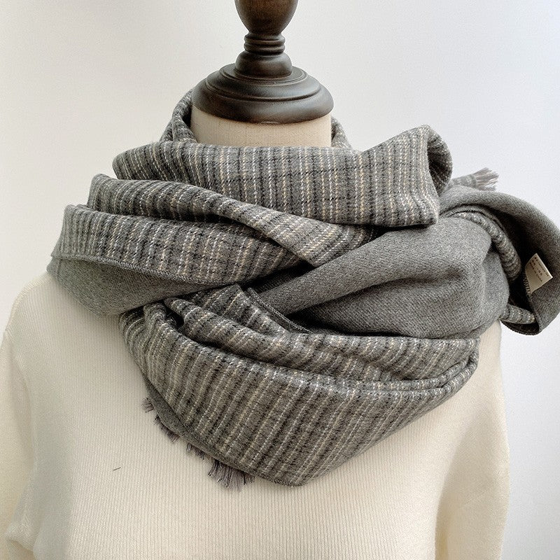 Women's & Men's Plaid Winter Versatile Simple Beige Couple Short Scarfs