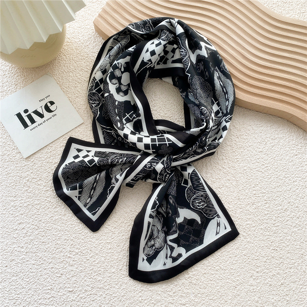 Women's Long Versatile Thin Decorative Ribbon Double-sided Scarfs