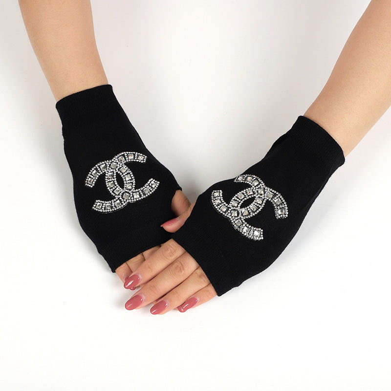 Women's & Men's Sailor Dance Open Finger Rivet Knitting Gloves