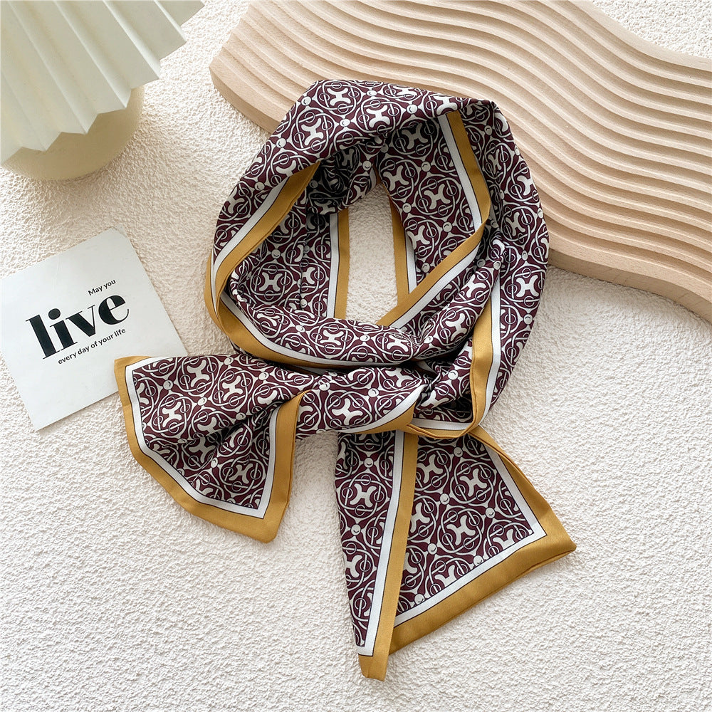 Women's Long Versatile Thin Decorative Ribbon Double-sided Scarfs