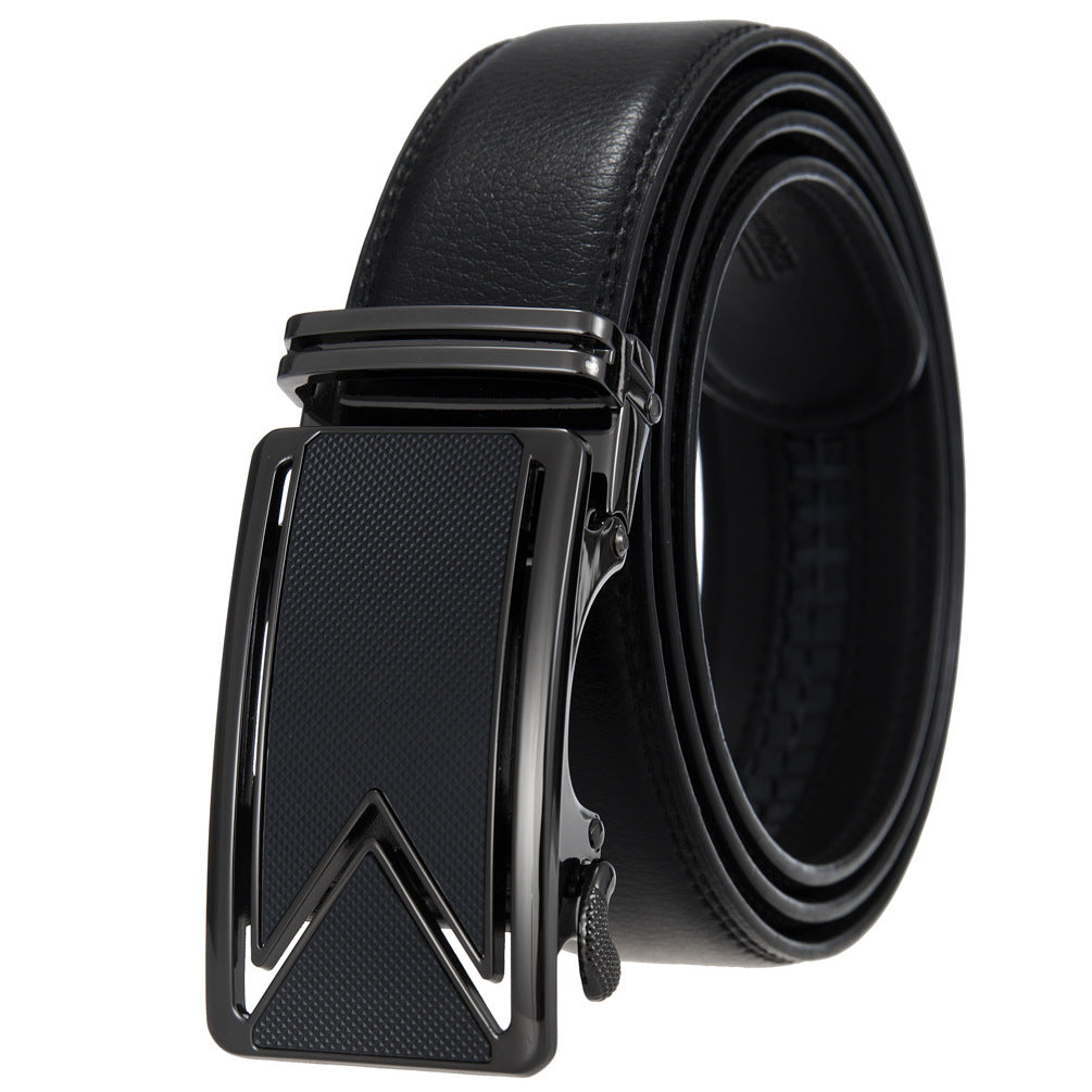 Men's Leather Cowhide Automatic Buckle Pants Korean Belts