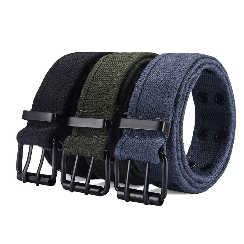 Women's & Men's Green Canvas Business Shirt Trendy Punk Belts