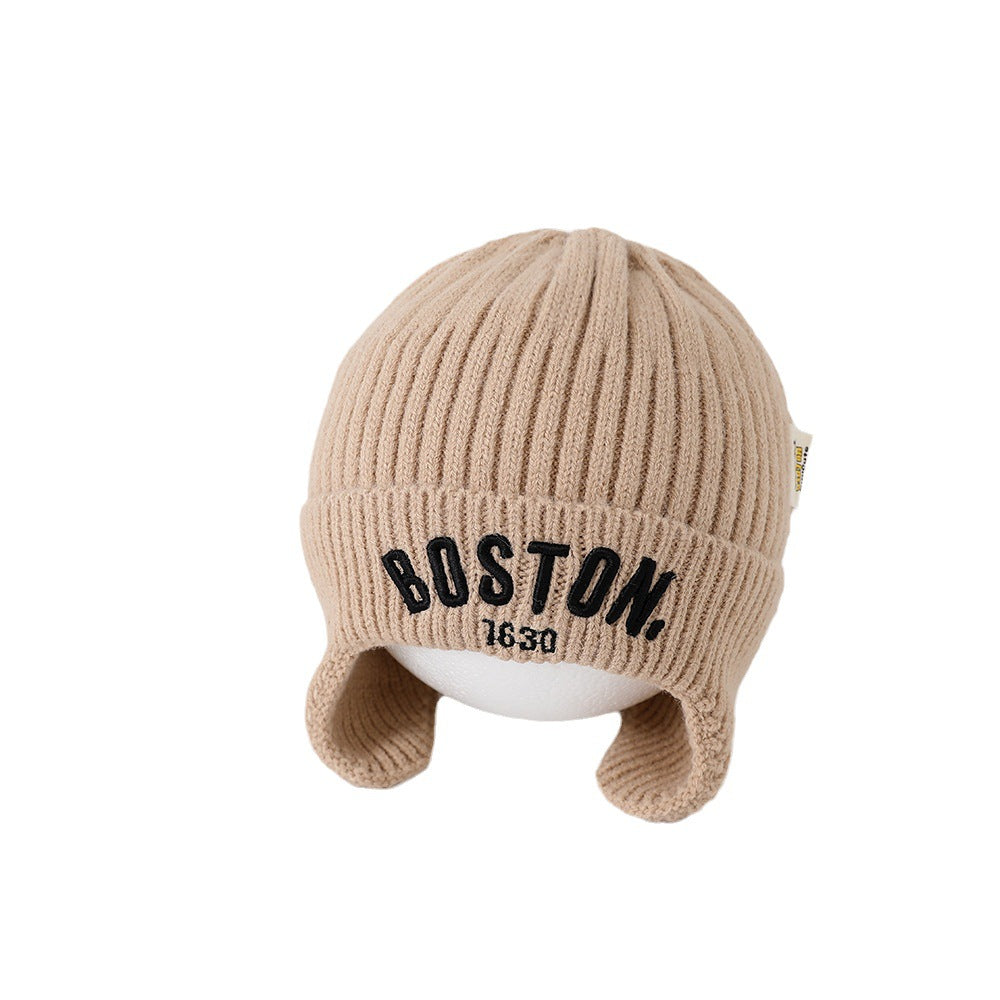 Letter Woolen Knitted Hat Gary Cloth Kids' Headwear