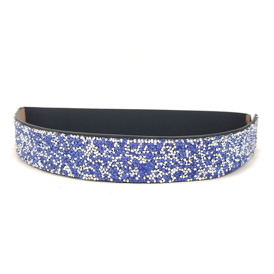 Women's Full Elastic Wide Crystal Waist Seal Belts