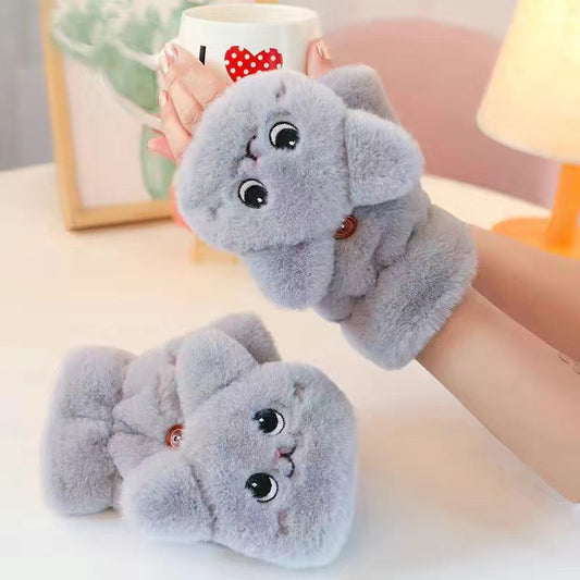 Women's Style Fashionable Cartoon Veet Thickened Male Gloves