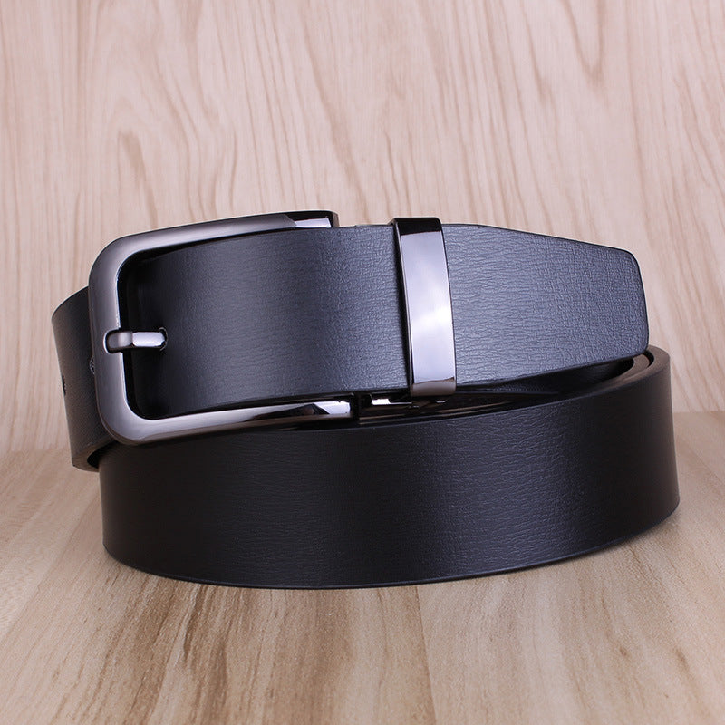 Men's Rotating Buckle Cowhide Pin Casual Double-sided Belts