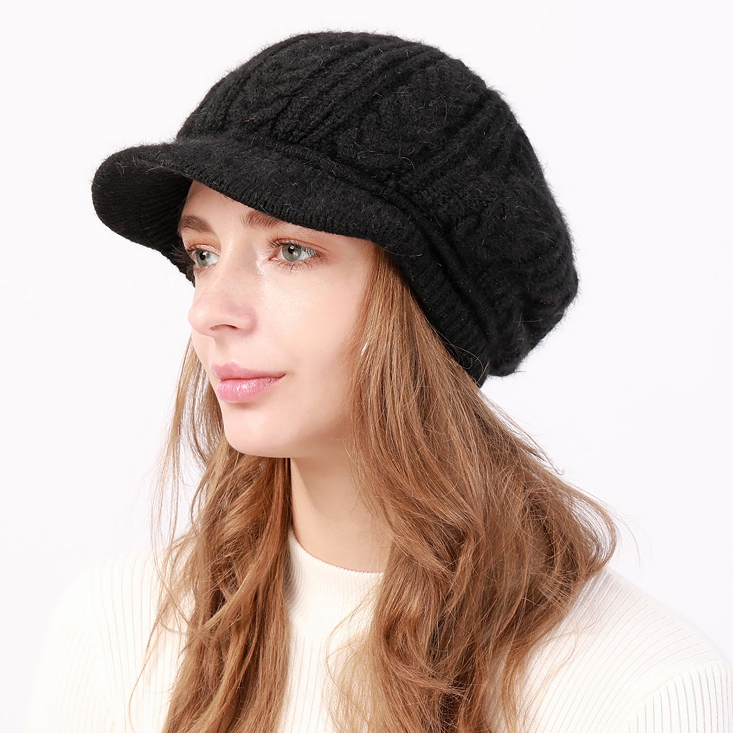 Women's Thick Wool Twisted Peaked Fashionable Warm Beret Hats & Caps