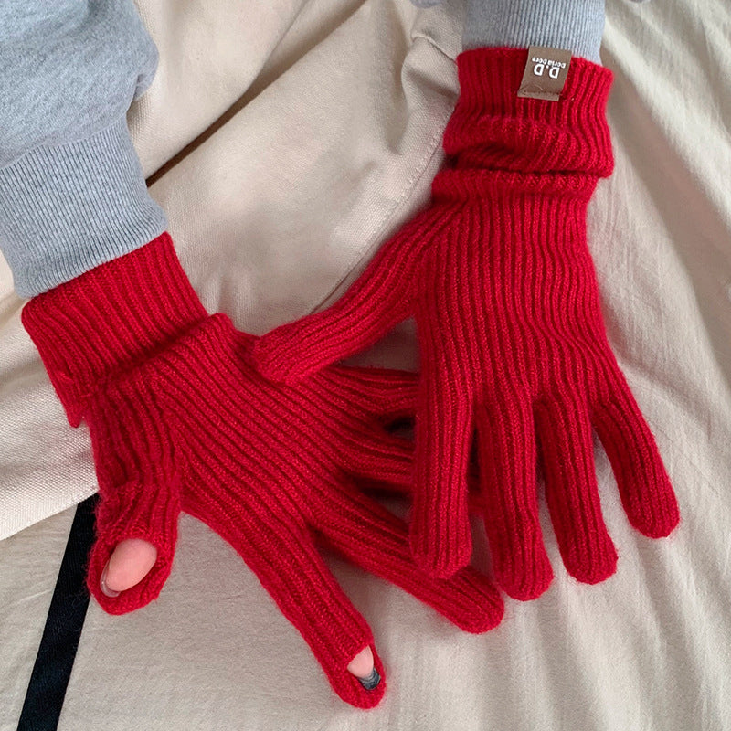 Women's Winter Wool Touch Screen Warm Korean Gloves