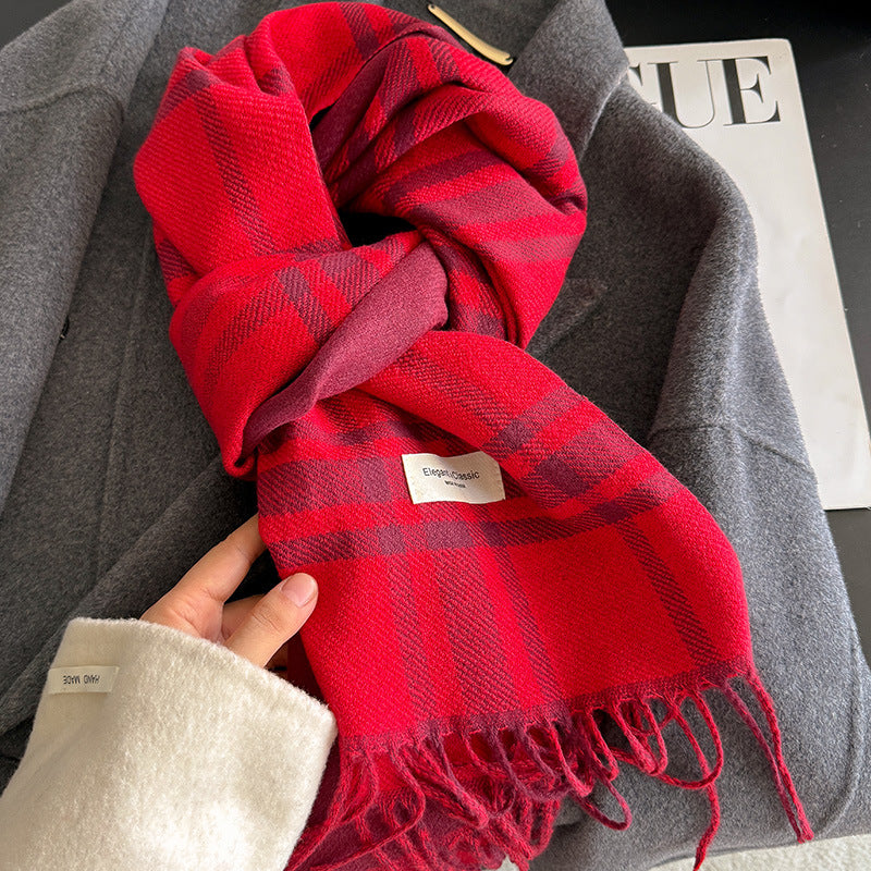 Women's Striped Plaid Talma Elegant Style Warm Scarfs