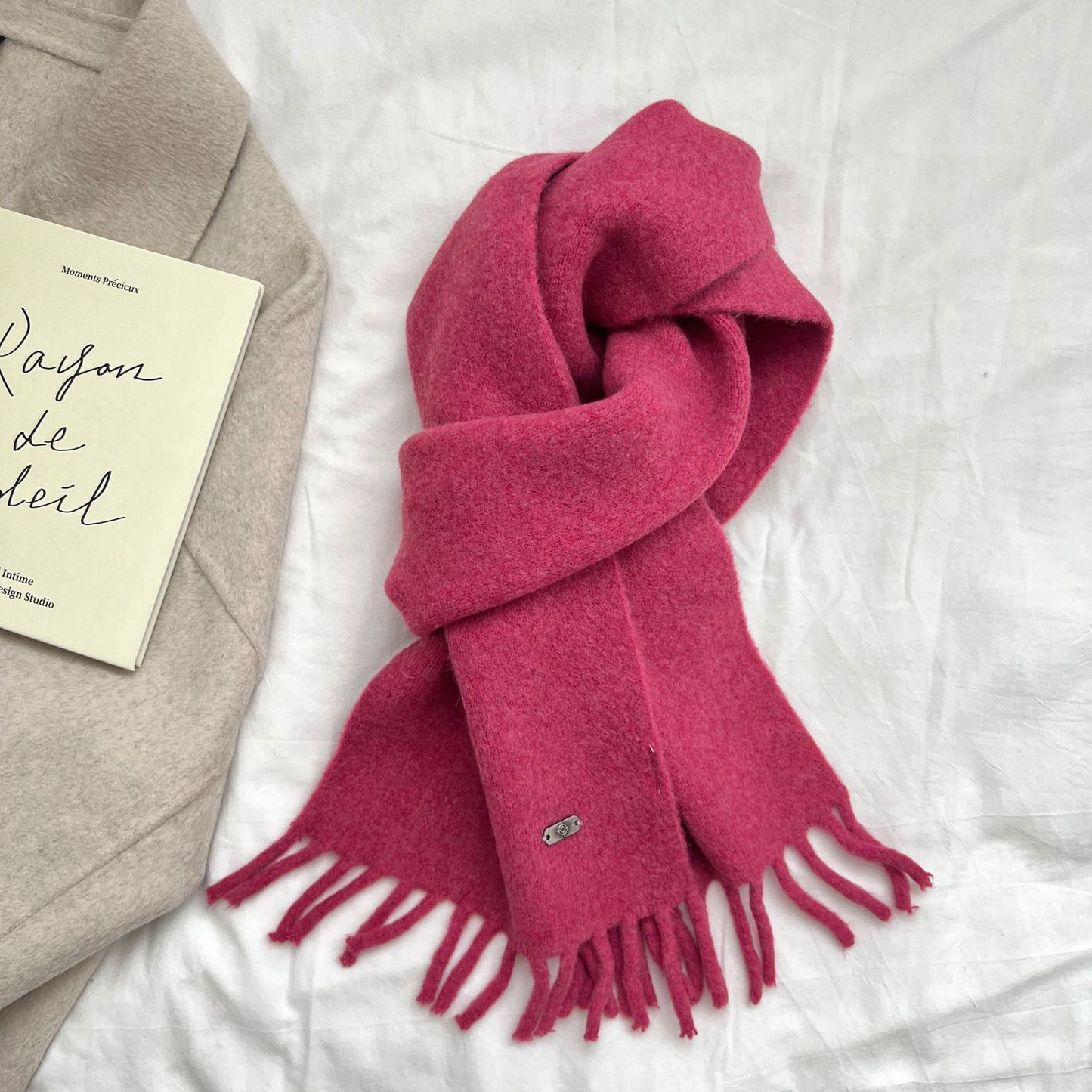 Color Wool Metal Label Soft Glutinous Scarfs