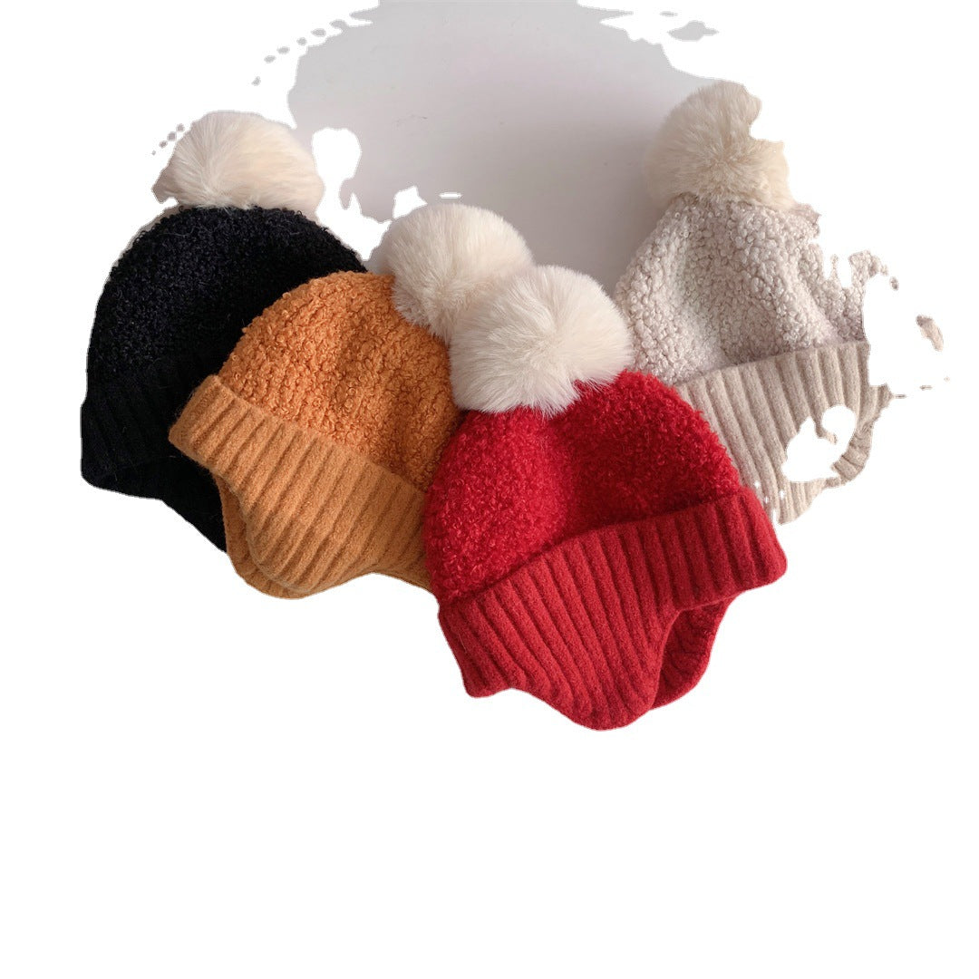 Children's Warm Earflaps Cute Fur Ball Knitted Kids' Headwear