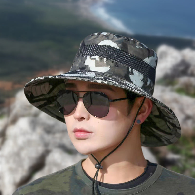 Men's Fisherman Summer Bucket Hat Mesh Fishing Hats & Caps