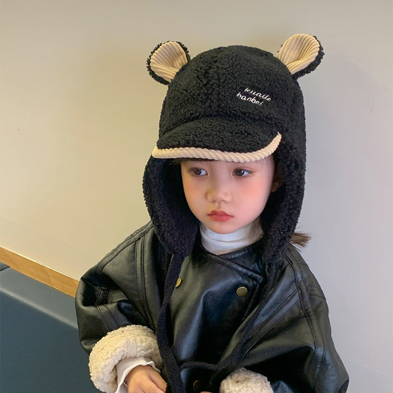 Hat Fleece-lined Cute Wild Earflaps Thick Kids' Headwear