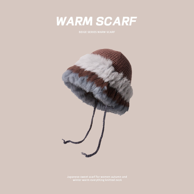 Women's Woolen Knitted Pile Style Beanie Plush Hats & Caps