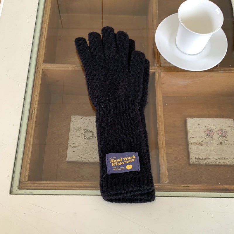 Women's Knitted Long Winter Five Finger Warm Gloves