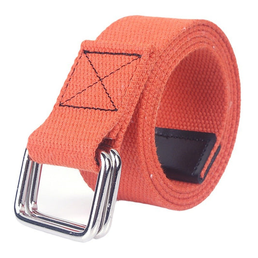 Women's & Men's Style Double Buckle Woven Canvas Universal Casual Belts