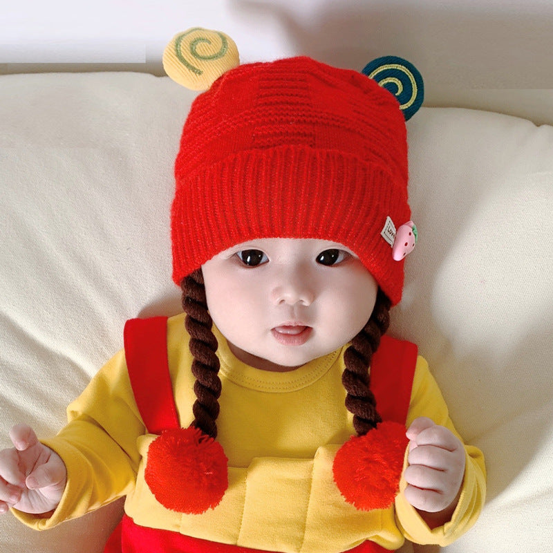 Knitted Cute Wig Infant Pullover Keep Kids' Headwear