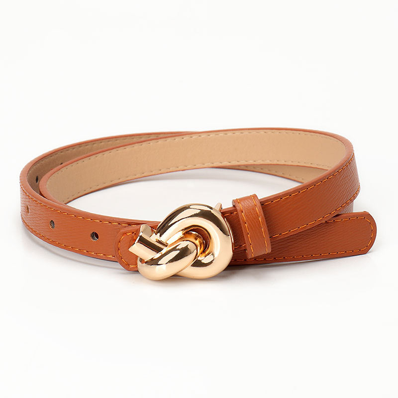 Women's High Sense Female Alloy Snap Button Knotted Belts