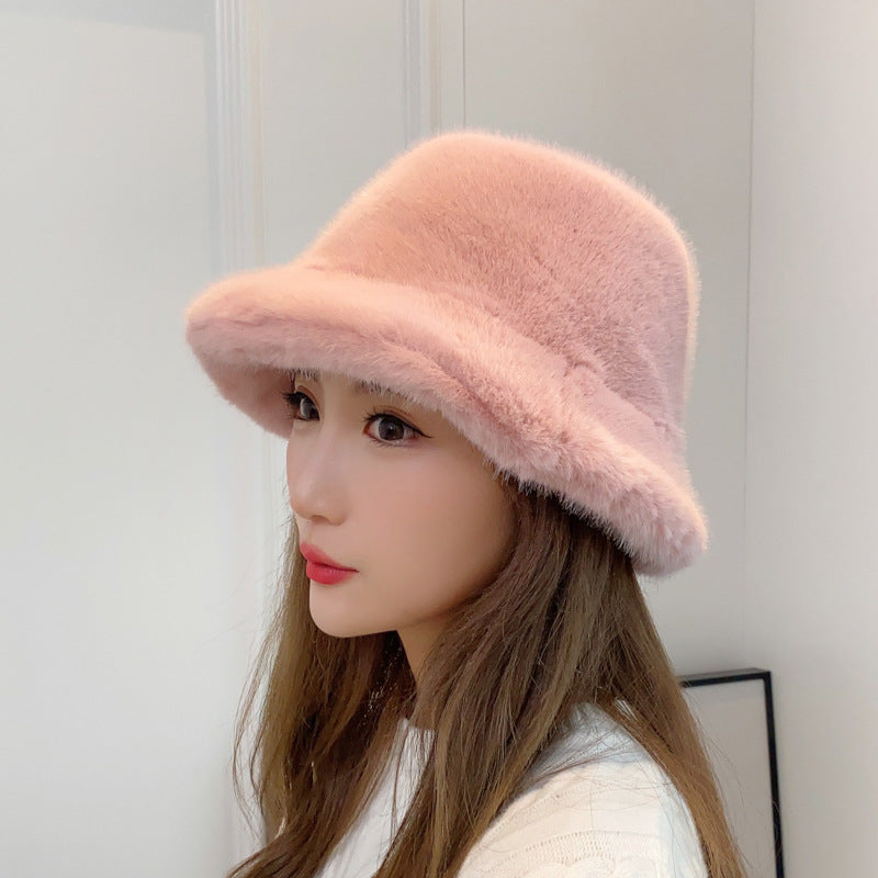 Women's Bucket Hat Plush Fashion Warm Fur Hats & Caps