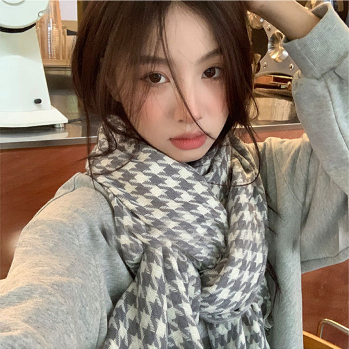 Women's Winter Contrast Color Couple Warm Plaid Scarfs