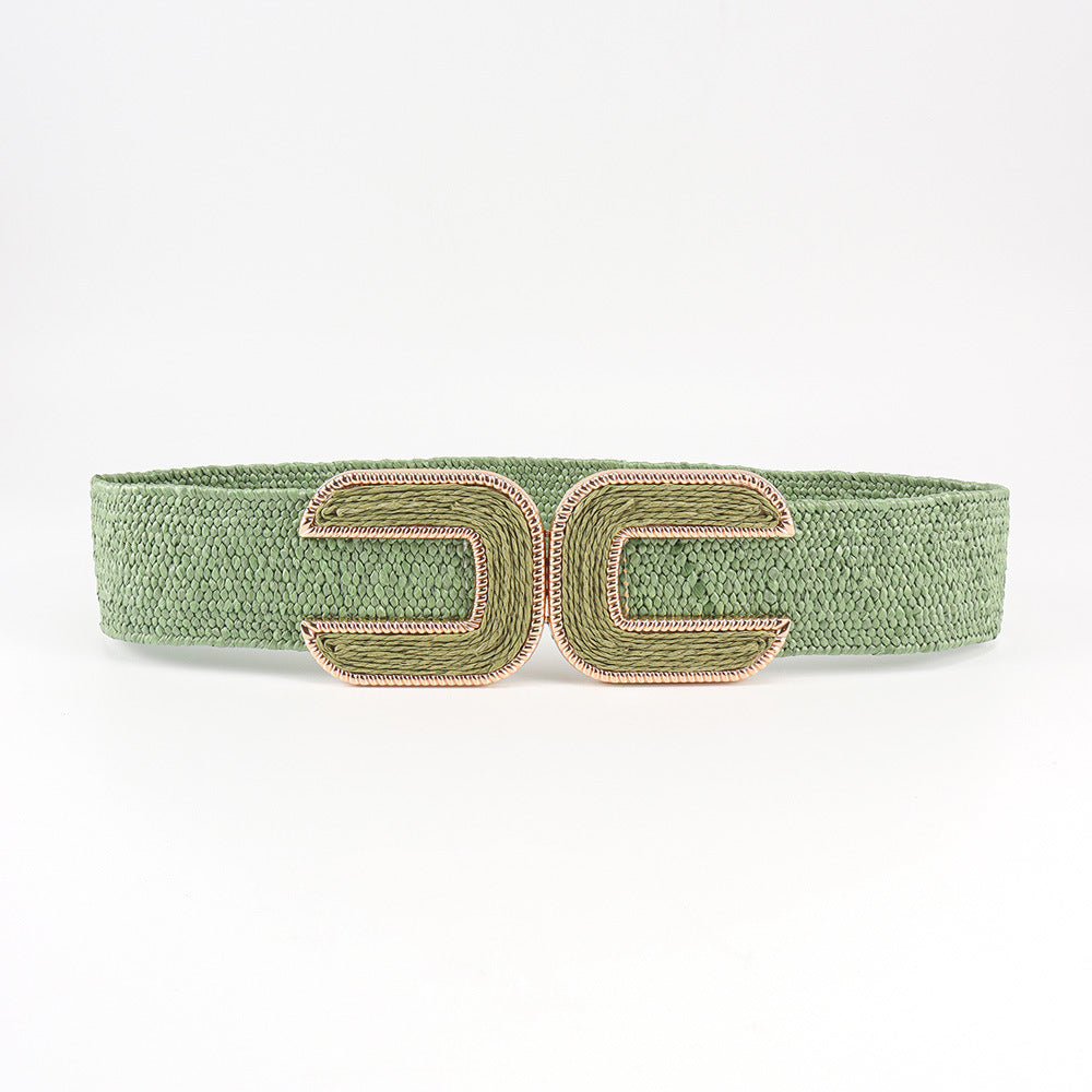 Knitted Buckle Grass Comfortable Elastic Waist Belts