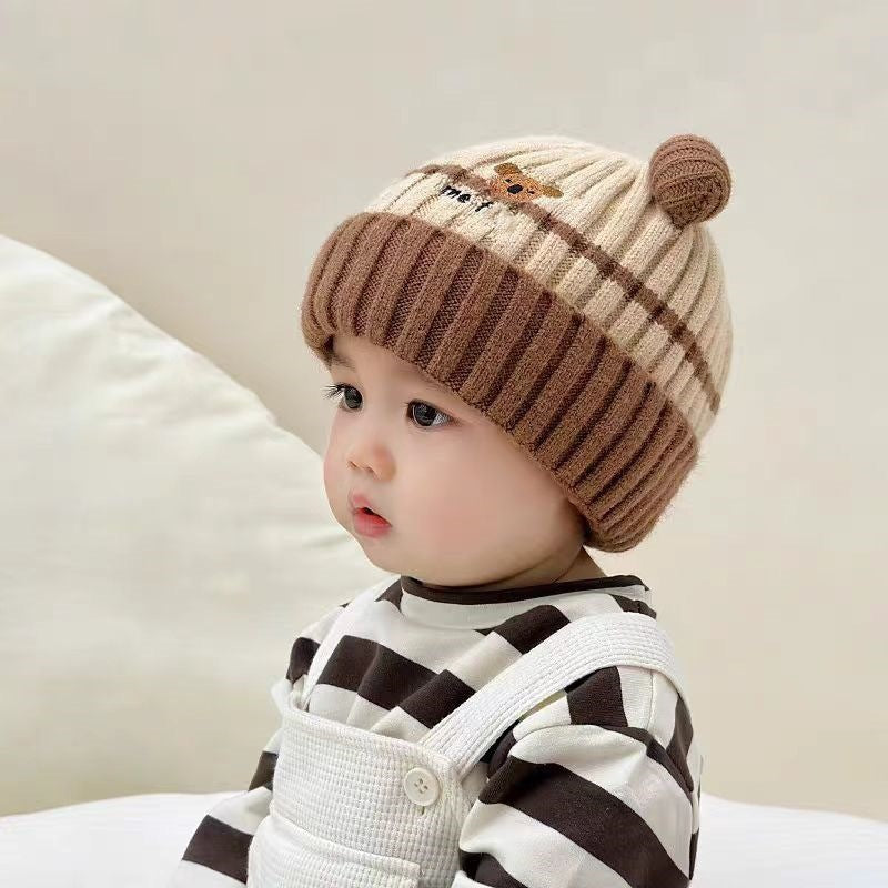 Winter Cute Cartoon Double Ball Woolen Boys Kids' Headwear