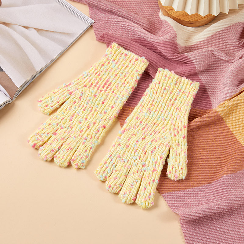 Women's Fleece-lined Candy Color Fashion Open Finger Gloves