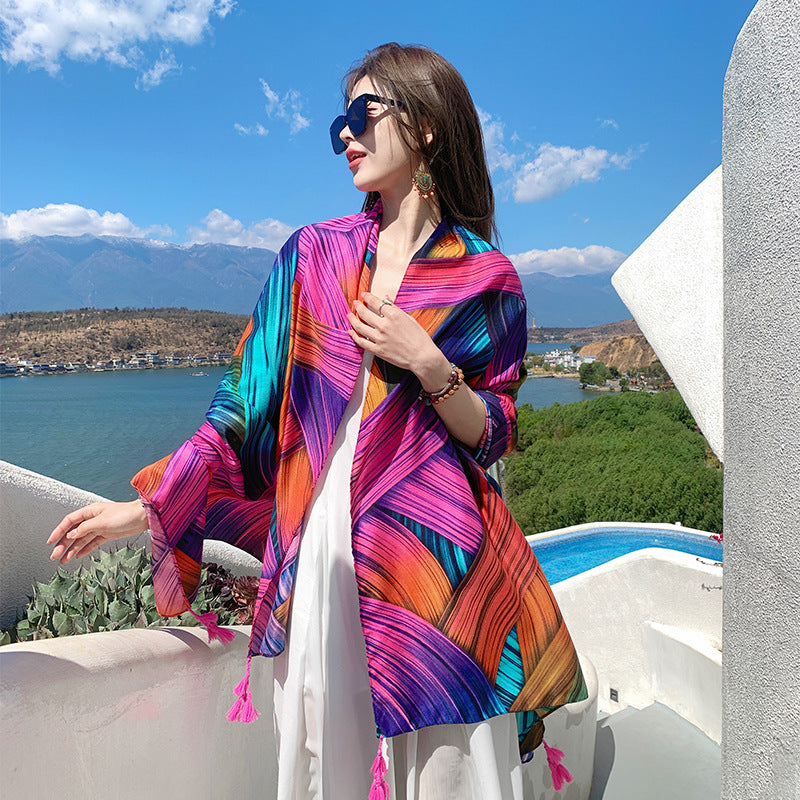 Ethnic Print Travel Outdoor Shawl Air-conditioned Scarfs