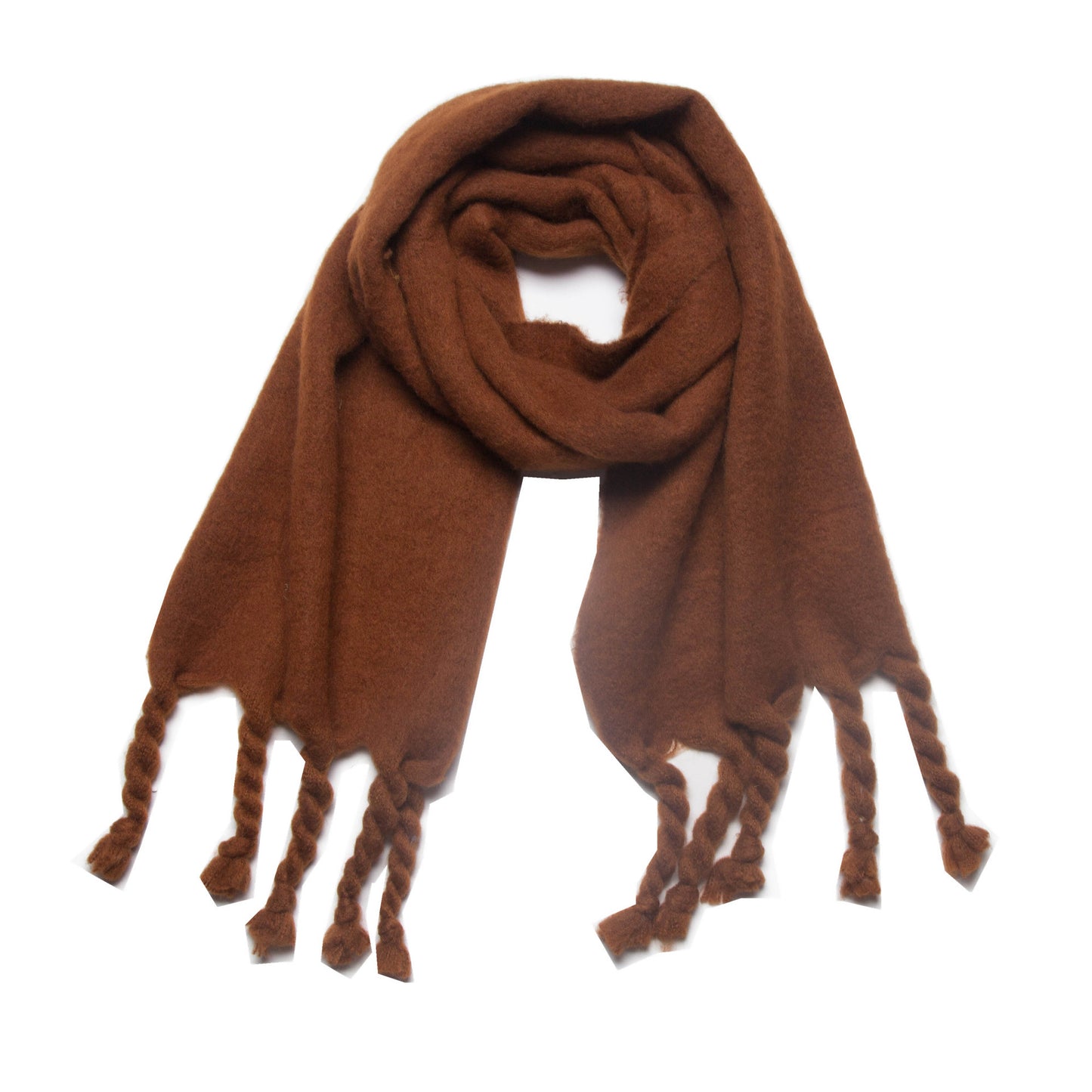 Yarn Knotted Thick Braid Tassel Solid Scarfs