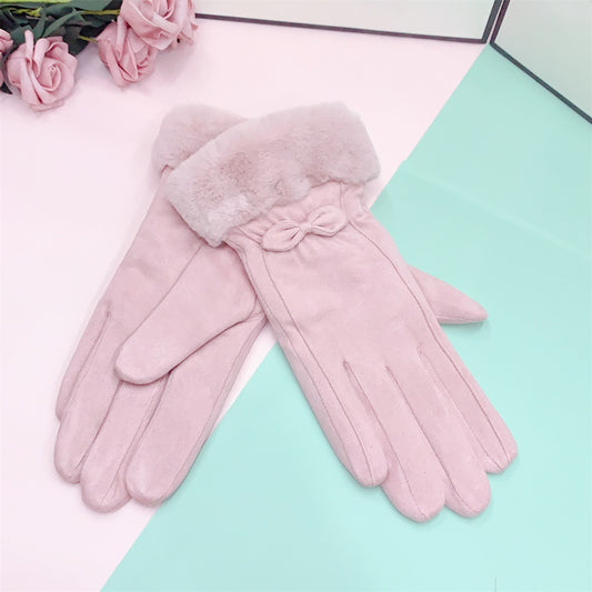 Women's Fleece-lined Waterproof Warm Bow Sweet Outdoor Gloves