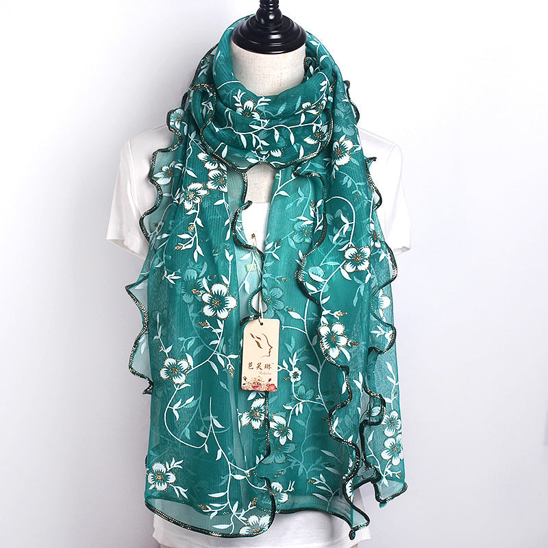 Women's Printed Edge Gilded High Elastic Long Scarfs