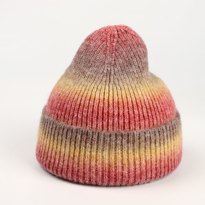 Women's Color Knitted Hat Rainbow Warm Thickened Hats & Caps