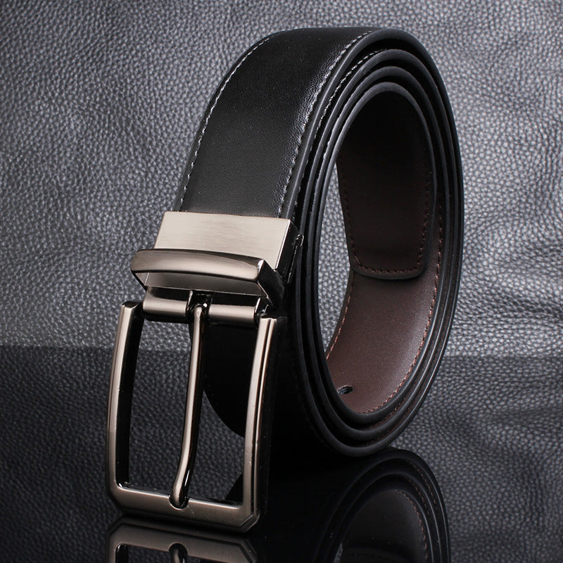 Men's Rotating Buckle Cowhide Pin Casual Double-sided Belts