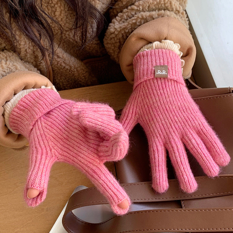 Women's Winter Wool Touch Screen Warm Korean Gloves