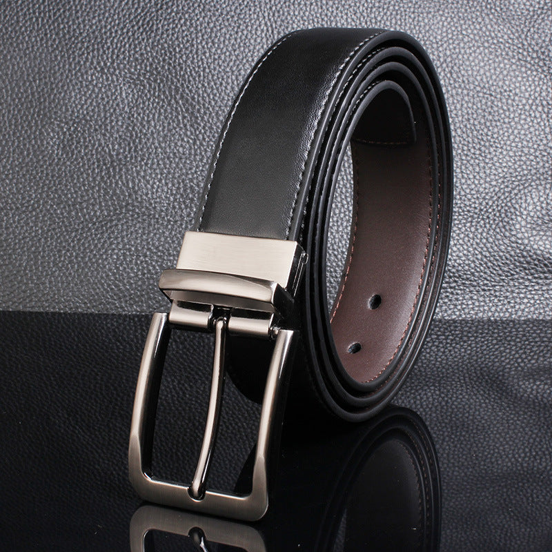 Men's Rotating Buckle Cowhide Pin Casual Double-sided Belts