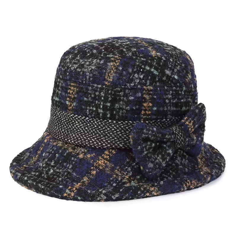 Women's Mom Woolen Thick Bucket Grandma Cloth Hats & Caps