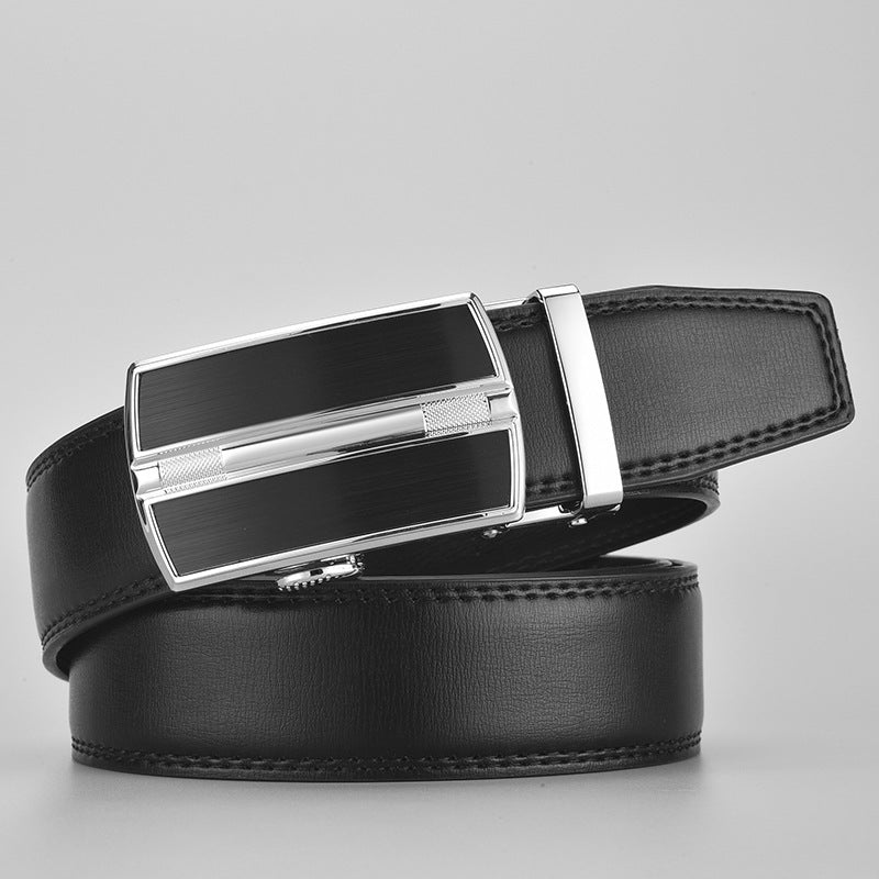 Men's Leather Business Cowhide Alloy Automatic Buckle Belts