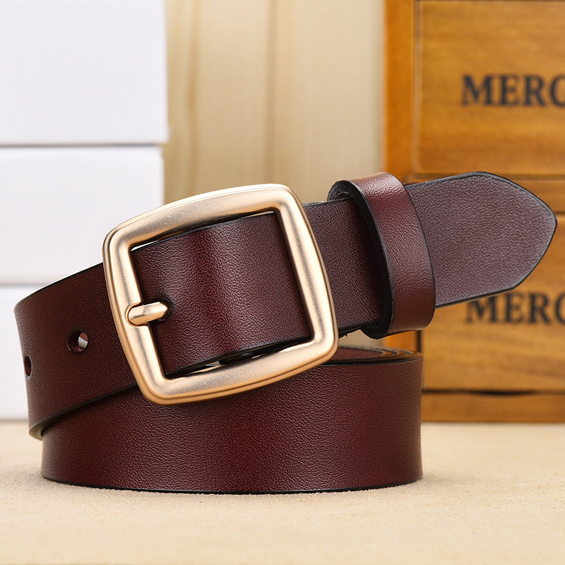 Women's Oil Edge Cowhide Pin Buckle Fashion Korean Belts