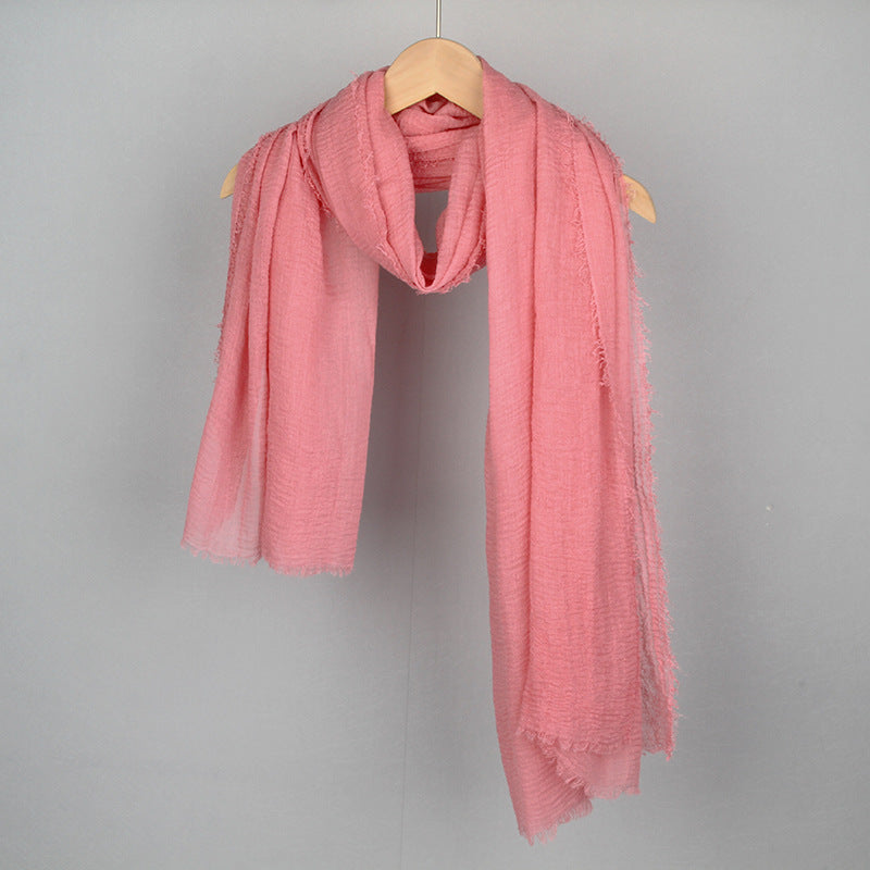 Women's Solid Color Cotton Linen Hair Towel Monochrome Scarfs