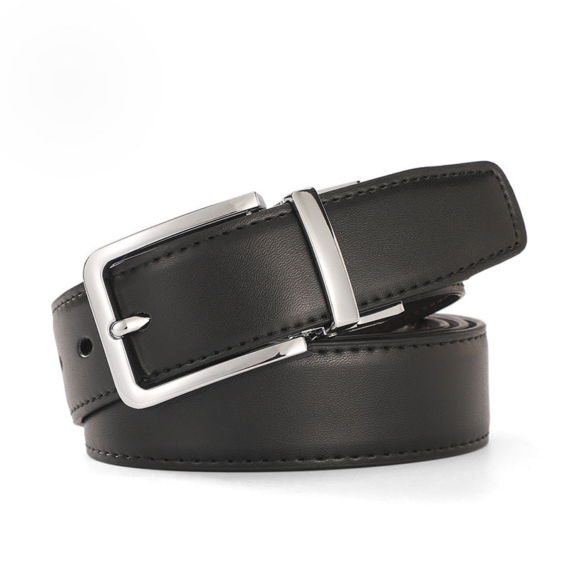 Men's Rotating Buckle Cowhide Pin Casual Double-sided Belts