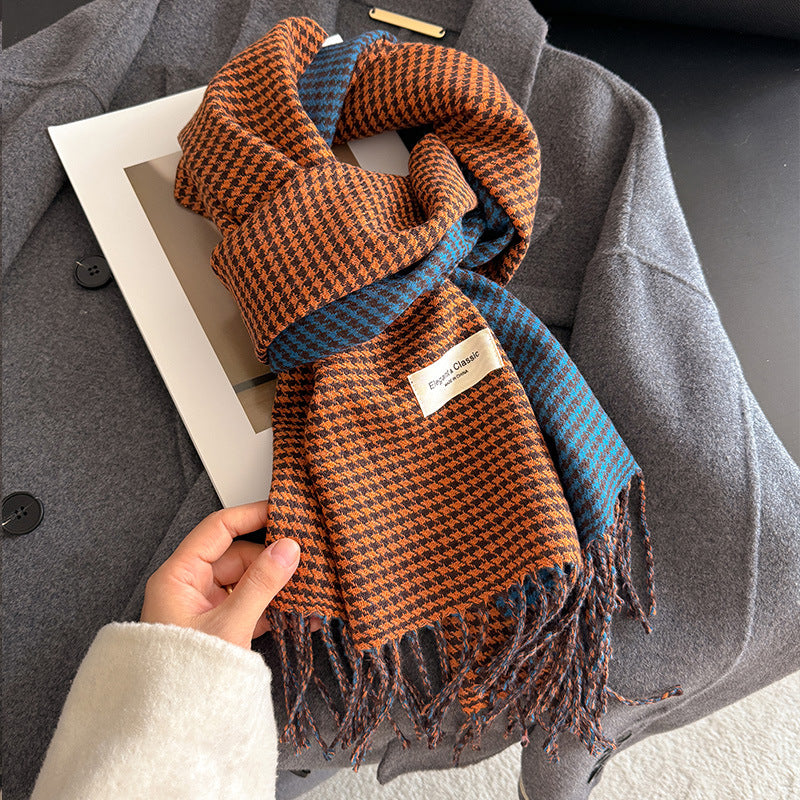 Women's Striped Plaid Talma Elegant Style Warm Scarfs