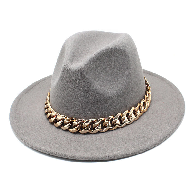 Men's Top Hat Golden Acrylic Chain Fedora Hats & Caps