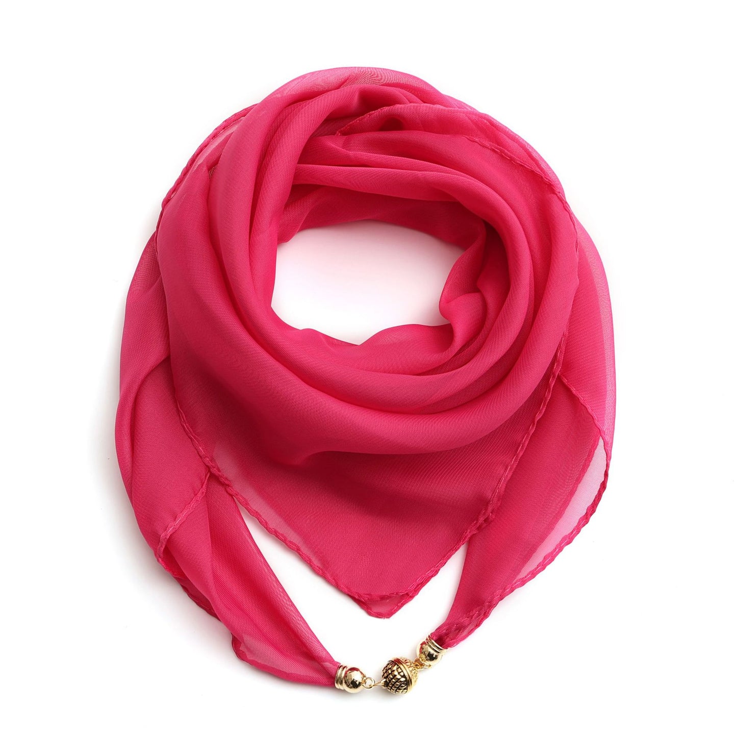 Women's Silk Magnetic Buckle Thin Red Square Scarfs