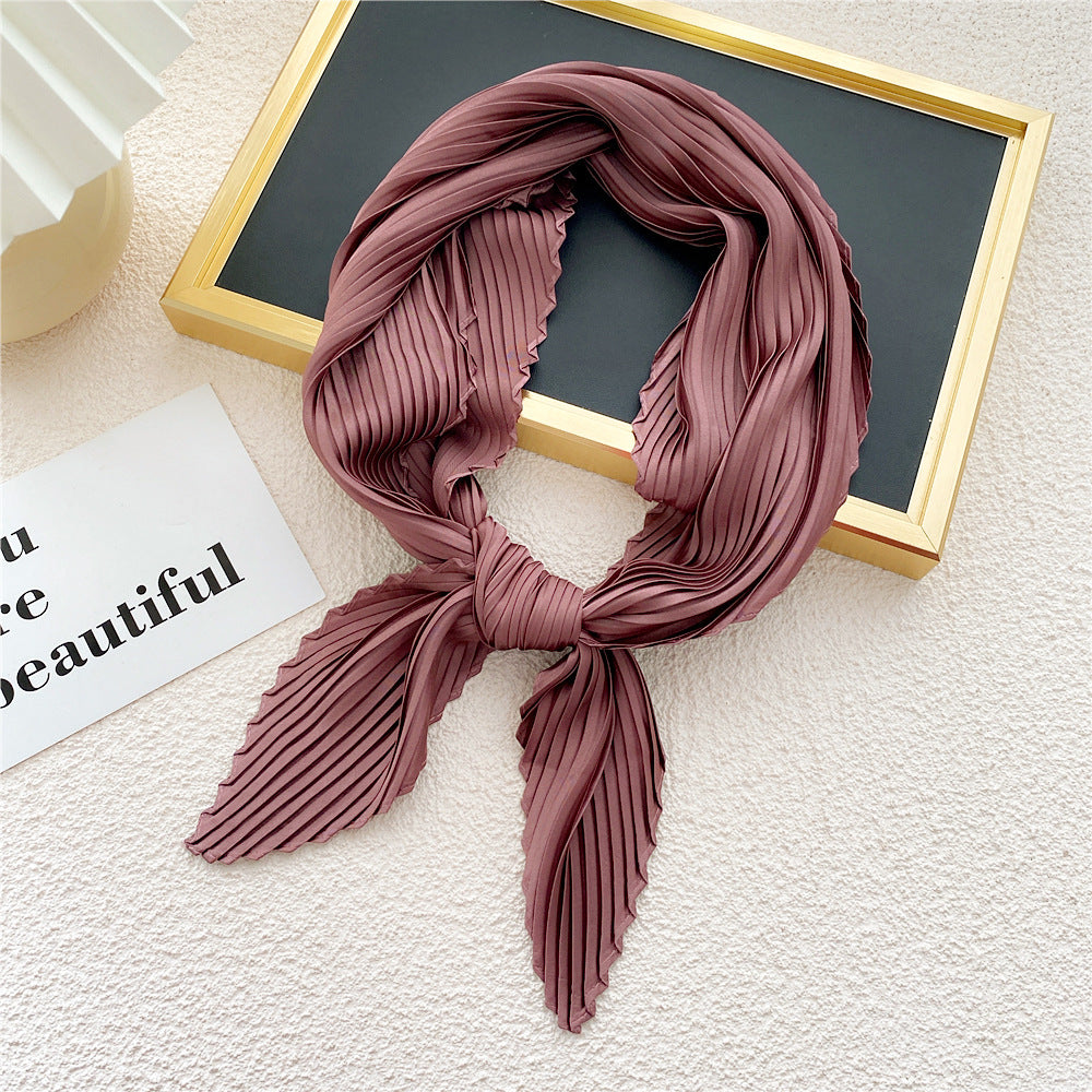 Women's Small Square Towel Plain Four Thin Silk Scarfs