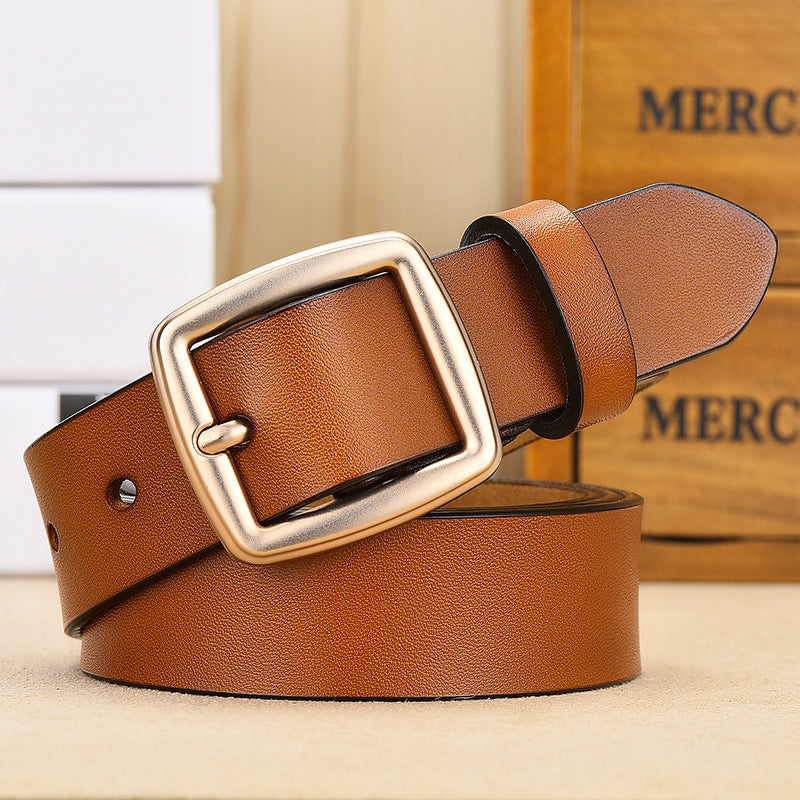 Women's Oil Edge Cowhide Pin Buckle Fashion Korean Belts