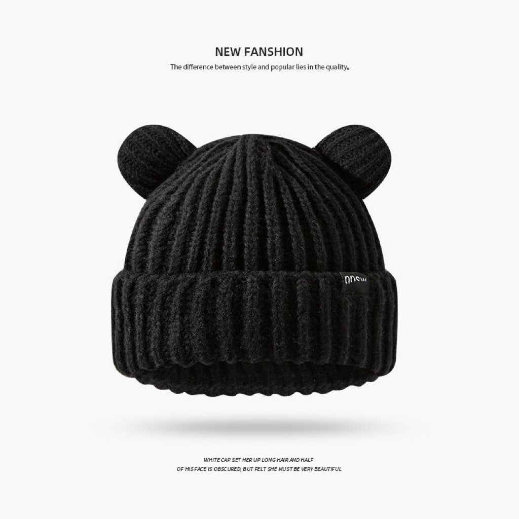 Women's Style Cute Winter Bear Plush Knitted Earflaps Hats & Caps