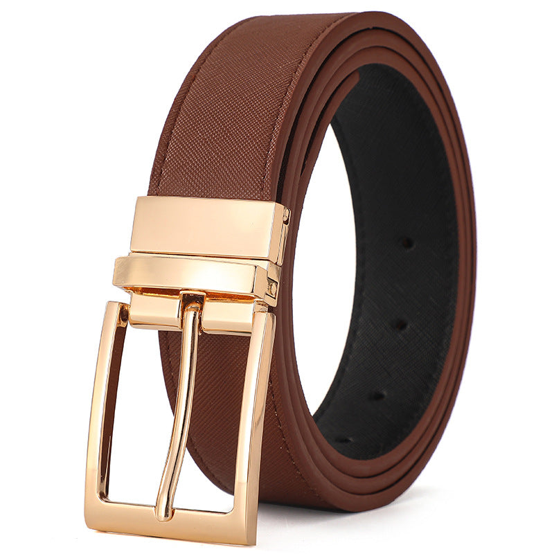 Men's Rotating Buckle Cowhide Pin Casual Double-sided Belts