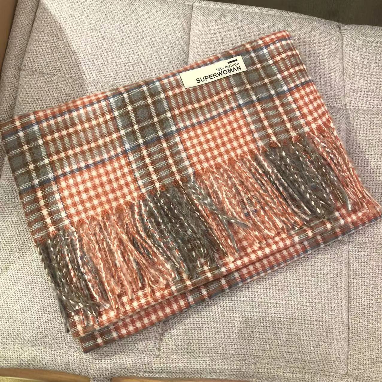 Women's Plaid Artificial Cashmere Thick Warm Shawl Scarfs